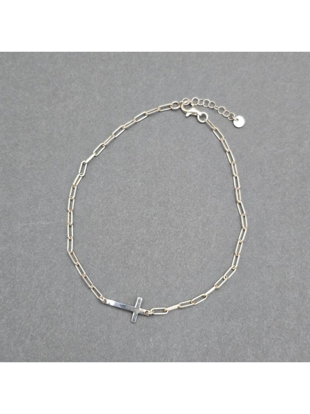 Dyadema Sterling Silver Cross Anklet 925 Italian Paperclip Statement Piece